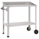 Pottebord med hjul 96 x 50 x 89 cm Rustfrit stål Sølv
