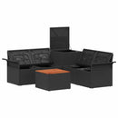 Sofa Sæt 6 stk. 4-Antal sæder Sort Poly Rattan og Stål