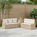 Sofa Sæt 7 stk. Beige og cremehvid Poly Rattan og Stål