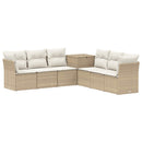 Sofa Sæt 7 stk. Beige og cremehvid Poly Rattan og Stål