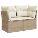 Sofa Sæt 7 stk. Beige og cremehvid Poly Rattan og Stål
