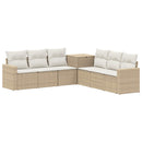 Sofa Sæt 7 stk. Beige og cremehvid Poly Rattan og Stål