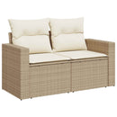 Sofa Sæt 7 stk. Beige og cremehvid Poly Rattan og Stål