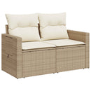 Sofa Sæt 7 stk. Beige og cremehvid Poly Rattan og Stål