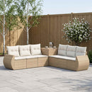 Sofa Sæt 7 stk. Beige og cremehvid Poly Rattan og Stål