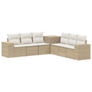 Sofa Sæt 7 stk. Beige og cremehvid Poly Rattan og Stål