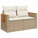 Sofa Sæt 7 stk. Beige og cremehvid Poly Rattan og Stål