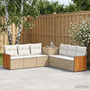 Sofa Sæt 7 stk. Beige og cremehvid Poly Rattan og Stål