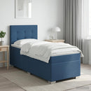 Boxmadras med topmadras med hovedgærde Blå 80 x 200 cm Stof