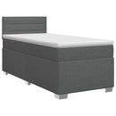 Boxmadras med topmadras Mørkegrå 90 x 190 cm Stof