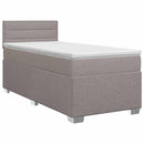 Boxmadras med topmadras med hovedgærde Gråbrun 90 x 190 cm Stof