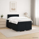 Boxmadras med topmadras med hovedgærde Sort 120 x 190 cm Stof