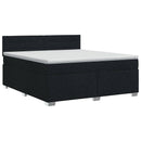 Boxmadras med topmadras med hovedgærde Sort 140 x 190 cm Stof