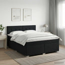 Boxmadras med topmadras med hovedgærde Sort 140 x 190 cm Stof