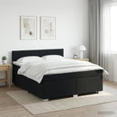 Boxmadras med topmadras med hovedgærde Sort 140 x 190 cm Stof