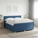 Boxmadras med topmadras med hovedgærde Blå 140 x 190 cm Stof