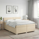 Boxmadras med topmadras Cremefarvet 200 x 200 cm Stof
