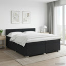 Boxmadras med topmadras med hovedgærde Sort 200 x 200 cm Stof