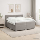Boxmadras med topmadras Gråbrun 200 x 200 cm Stof
