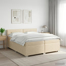 Boxmadras med topmadras Cremefarvet 200 x 200 cm Stof