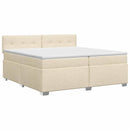 Boxmadras med topmadras Cremefarvet 200 x 200 cm Stof