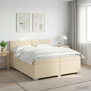 Boxmadras med topmadras Cremefarvet 200 x 200 cm Stof