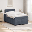 Boxmadras med topmadras Mørkegrå 120 x 190 cm Fløjl