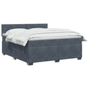 Boxmadras med topmadras Mørkegrå 160 x 200 cm Fløjl
