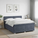 Boxmadras med topmadras Mørkegrå 140 x 190 cm Fløjl