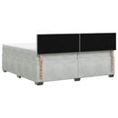 Boxmadras med topmadras Lysegrå 200 x 200 cm Fløjl
