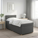 Boxmadras med topmadras Mørkegrå 90 x 190 cm Stof