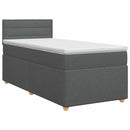 Boxmadras med topmadras Mørkegrå 90 x 200 cm Stof