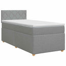 Boxmadras med topmadras Lysegrå 100 x 200 cm Stof