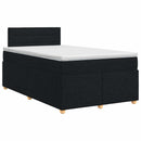 Boxmadras med topmadras med hovedgærde Sort 120 x 190 cm Stof