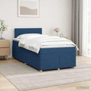 Boxmadras med topmadras med hovedgærde Blå 120 x 190 cm Stof