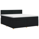 Boxmadras med topmadras med hovedgærde Sort 140 x 190 cm Stof