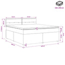 Boxmadras med topmadras med hovedgærde Sort 140 x 190 cm Stof