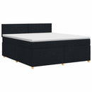 Boxmadras med topmadras med hovedgærde Sort 140 x 190 cm Stof