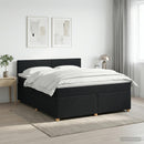 Boxmadras med topmadras med hovedgærde Sort 140 x 190 cm Stof