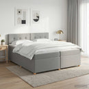 Boxmadras med topmadras Lysegrå 200 x 200 cm Stof