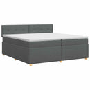 Boxmadras med topmadras Mørkegrå 200 x 200 cm Stof