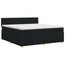 Boxmadras med topmadras med hovedgærde Sort 200 x 200 cm Stof