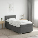 Boxmadras med topmadras Mørkegrå 90 x 190 cm Stof