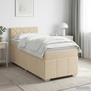 Boxmadras med topmadras Cremefarvet 90 x 200 cm Stof