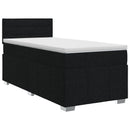 Boxmadras med topmadras med hovedgærde Sort 90 x 200 cm Stof