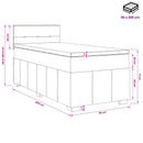 Boxmadras med topmadras Mørkegrå 90 x 200 cm Stof