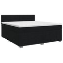 Boxmadras med topmadras med hovedgærde Sort 140 x 190 cm Stof