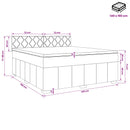 Boxmadras med topmadras med hovedgærde Sort 140 x 190 cm Stof