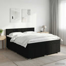 Boxmadras med topmadras med hovedgærde Sort 140 x 190 cm Stof