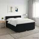 Boxmadras med topmadras med hovedgærde Sort 140 x 200 cm Stof